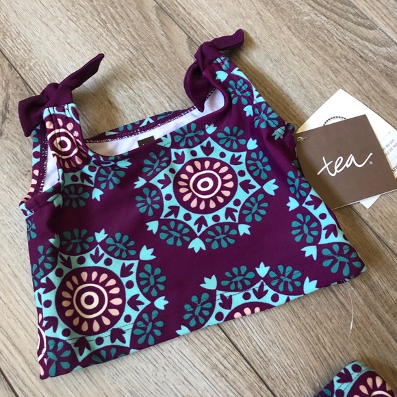 Tea Collection baby two piece swimsuit purple 3/6m - Picture 2 of 4